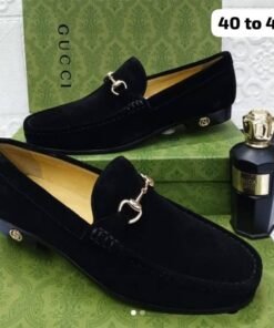 Gucci Black Suede Loafers – Iconic Gold-Tone Horsebit
