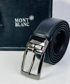 Montblanc Saffiano Leather Belt – Reversible with Stainless Steel Buckle