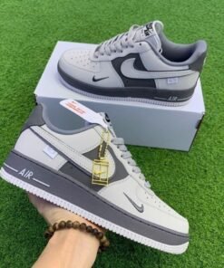 Nike Air Force 1 Low – Grey & White Classic Leather Sneakers