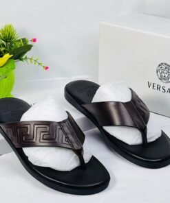 Versace Men’s Luxury Greca Leather Slides