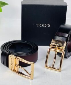 Tod’s Men’s Reversible Leather Belt with Gold Buckle 👔✨